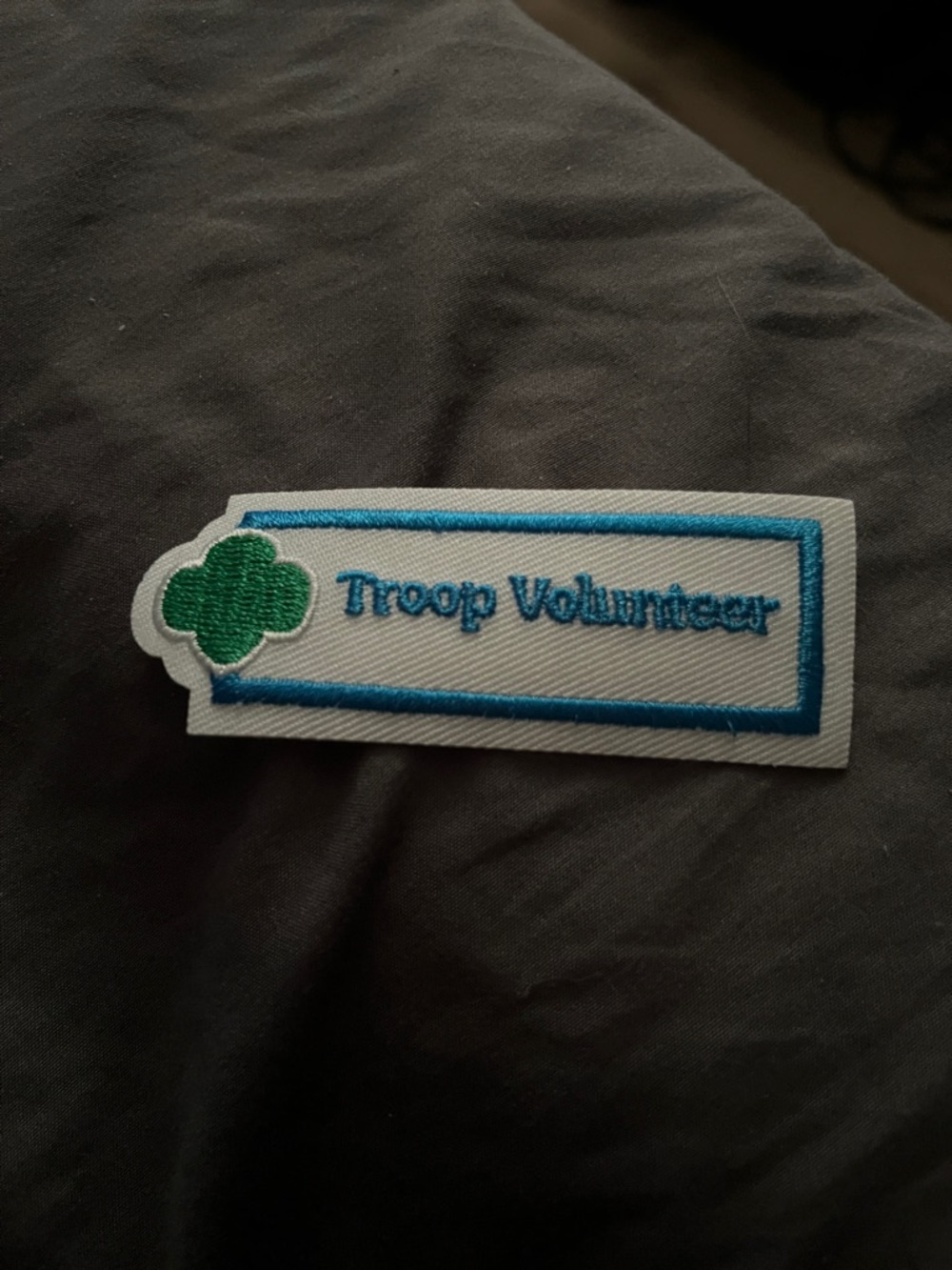 Troop Volunteer Embroidered Patch - White with Blue & Green